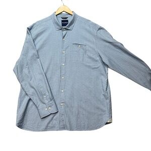 Tommy Bahama Button Down Shirt Mens XL Blue Textured Silk Long Sleeve Marlin EUC
